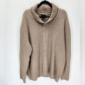 Black Brown 1926 Wool Sweater Shawl Collar Rib Knit Mens Size XXL Brown